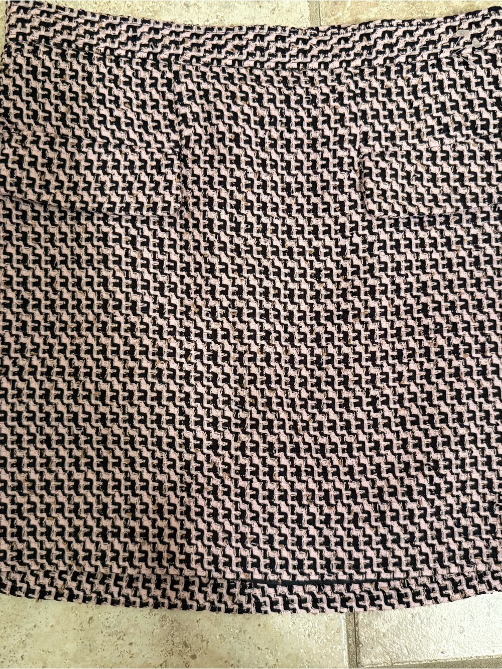 Topshop Pink and Black Textured Mini Skirt
